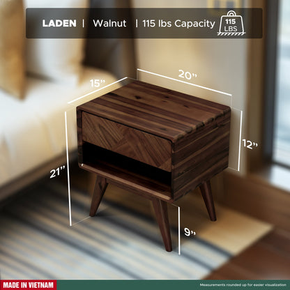 Handcrafted Solid Acacia Wood Nightstand