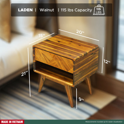 Handcrafted Solid Acacia Wood Nightstand