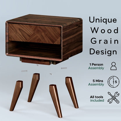 Handcrafted Solid Acacia Wood Nightstand
