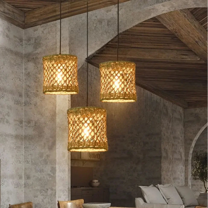 Set 3 Coastal Trio Jute Pendant Lights