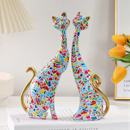 Abstract Resin Cat Decoration
