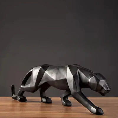 Abstract Geometric Panther Resin Statue
