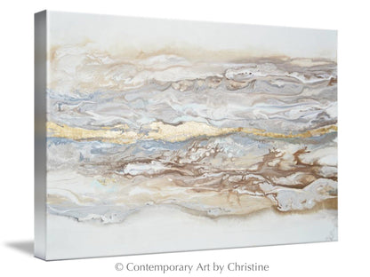 Framed Canvas Print of Abstract Coastal Painting Neutral