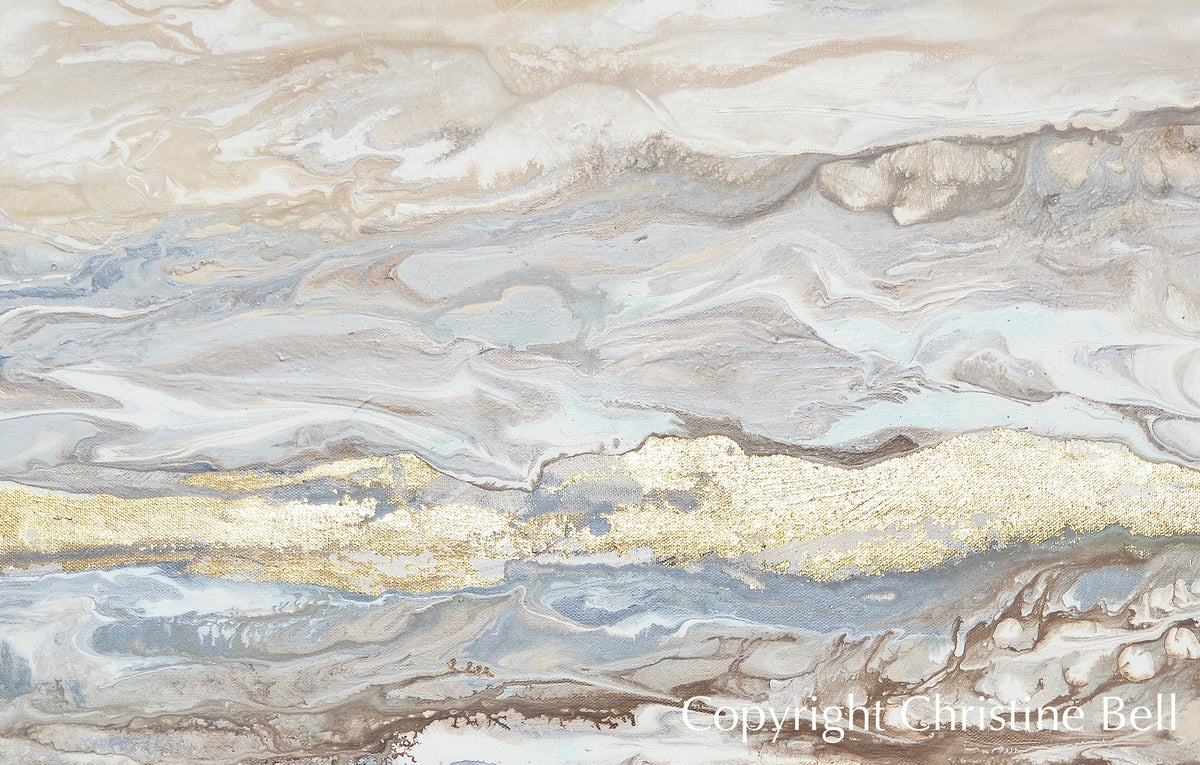 Framed Canvas Print of Abstract Coastal Painting Neutral