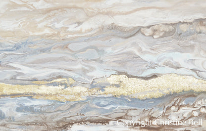 Framed Canvas Print of Abstract Coastal Painting Neutral