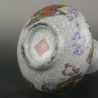Qianlong Qing Dynasty Style Pastel 18 Buddhist Saints Flat Vase