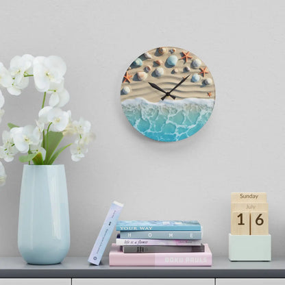 DipaliZ Beach Shore Acrylic Wall Clock Coastal Decor 12in