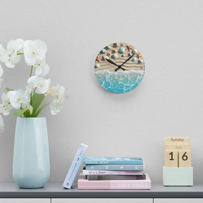 DipaliZ Beach Shore Acrylic Wall Clock Coastal Decor 12in