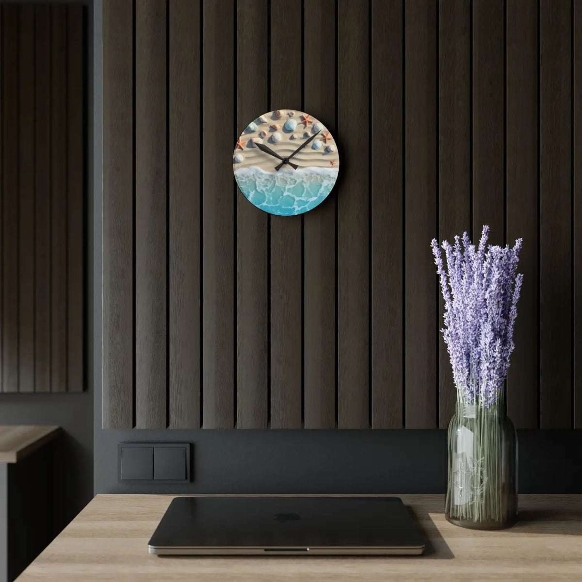 DipaliZ Beach Shore Acrylic Wall Clock Coastal Decor 12in