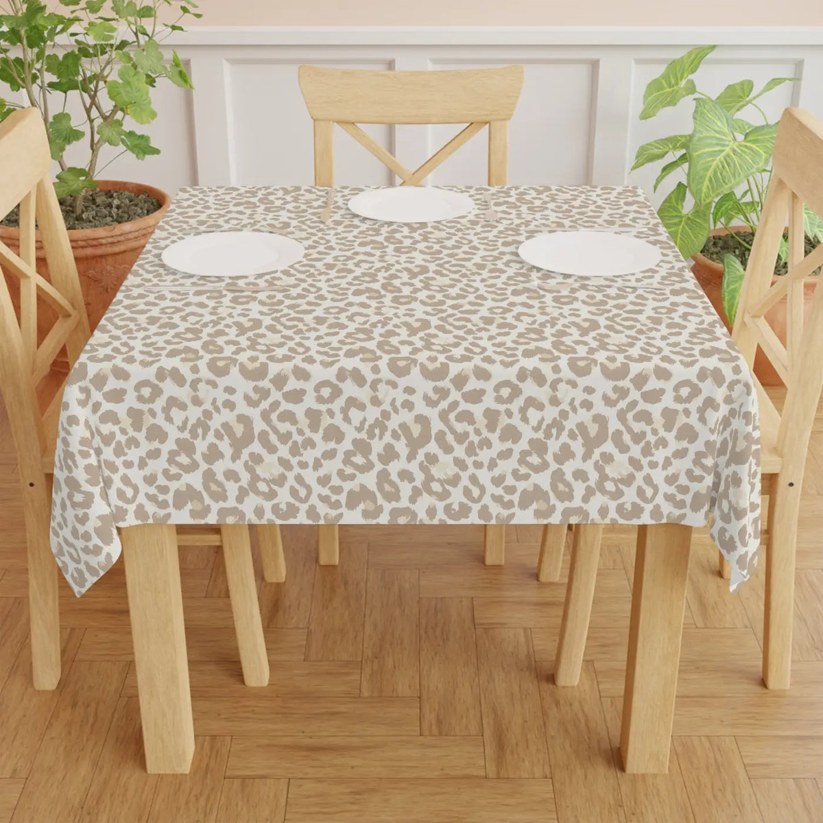 DipaliZ Leopard Print Tablecloth Beige Neutral Animal Print