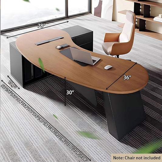 L Shaped Desk With Solid Wood 80 Inch Executive Work space