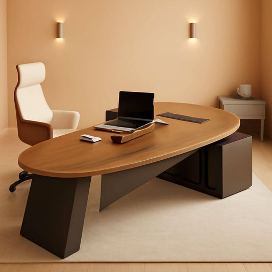 L Shaped Desk With Solid Wood 80 Inch Executive Work space