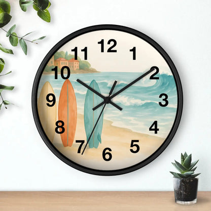 DipaliZ Vintage Surfboards Wall Clock Wood 12 Inch