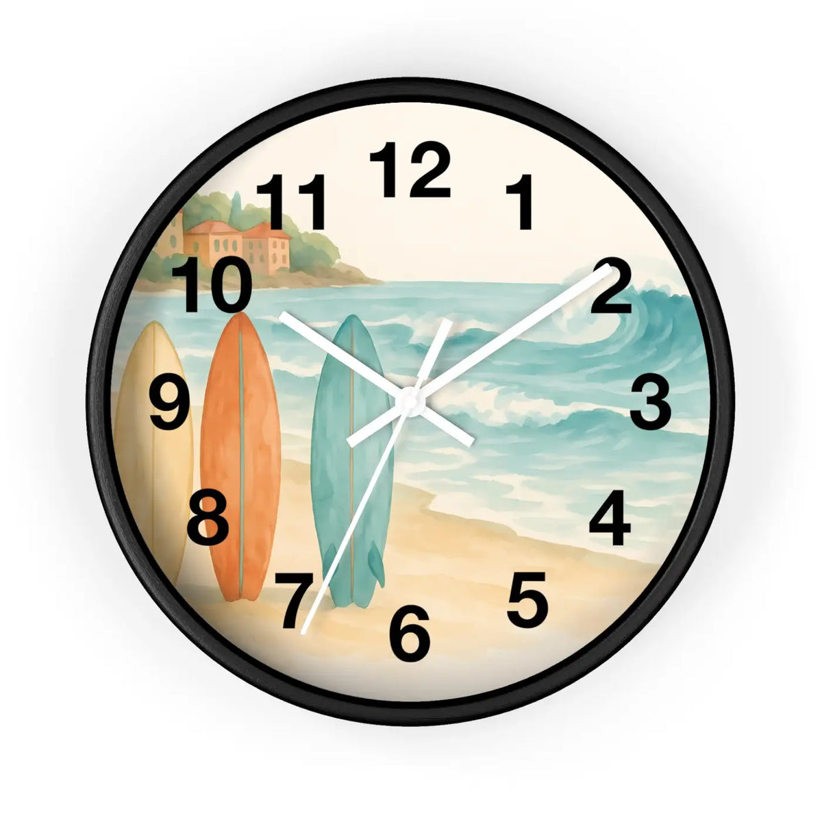 DipaliZ Vintage Surfboards Wall Clock Wood 12 Inch