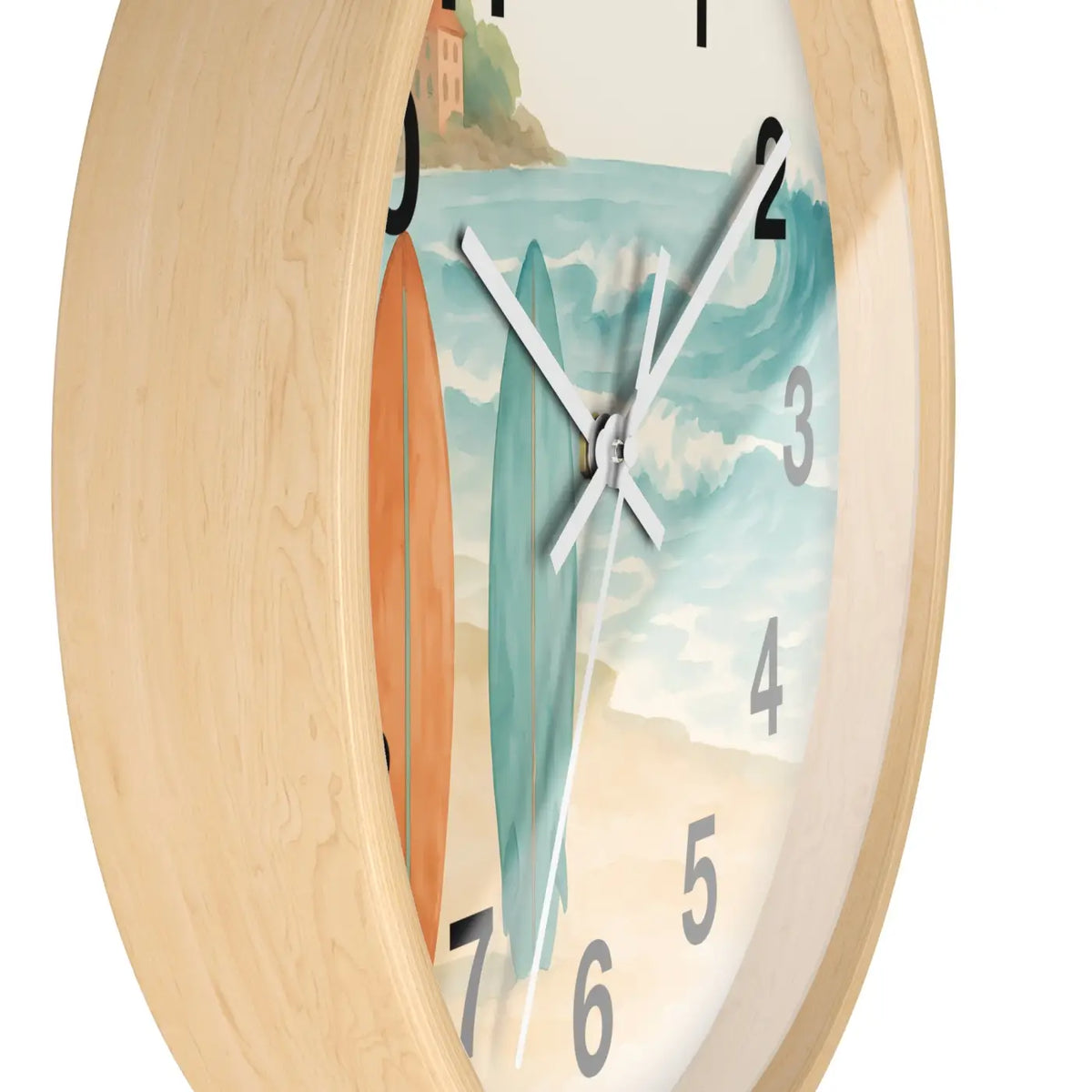 DipaliZ Vintage Surfboards Wall Clock Wood 12 Inch