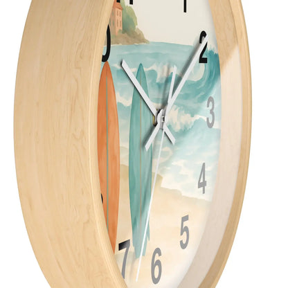 DipaliZ Vintage Surfboards Wall Clock Wood 12 Inch