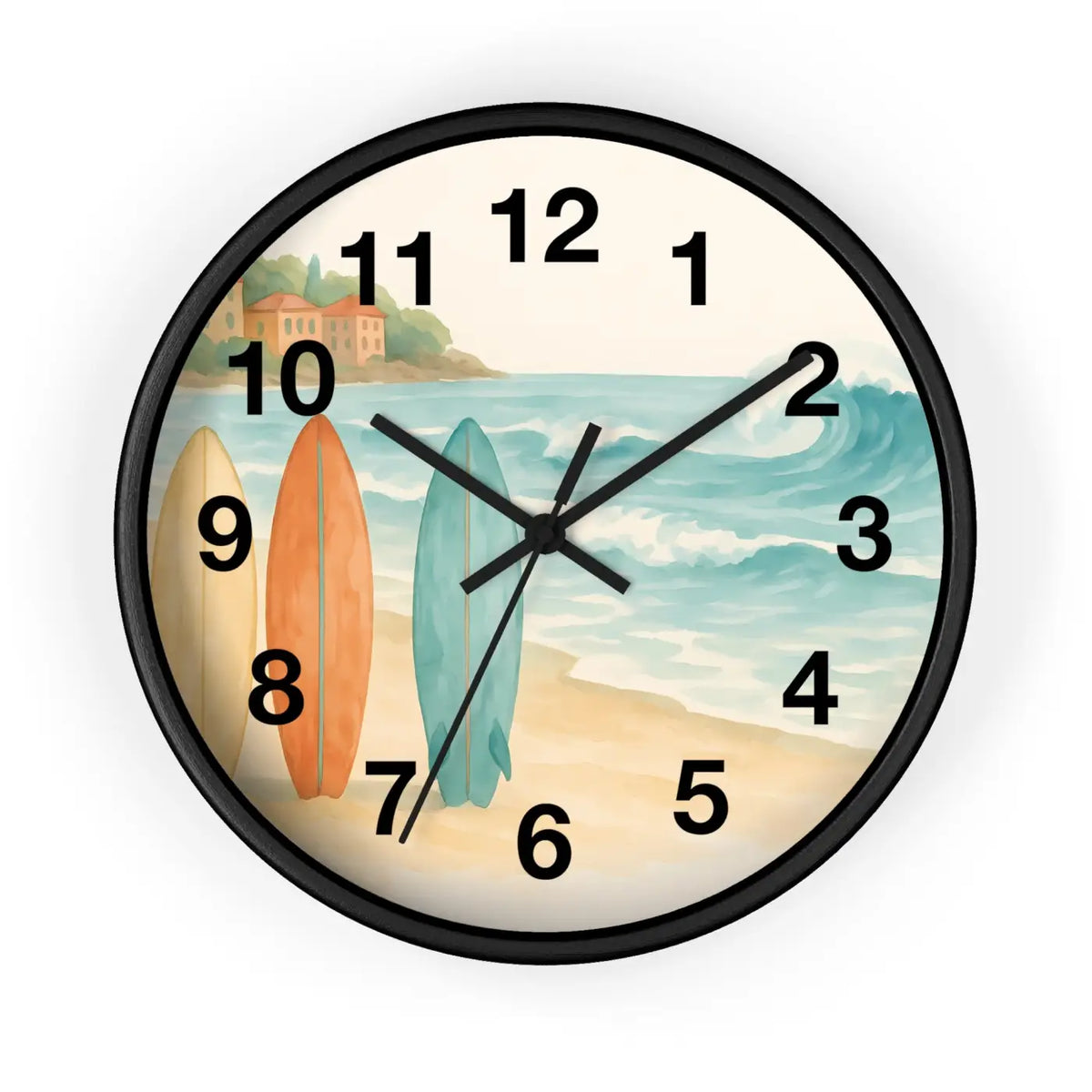 DipaliZ Vintage Surfboards Wall Clock Wood 12 Inch