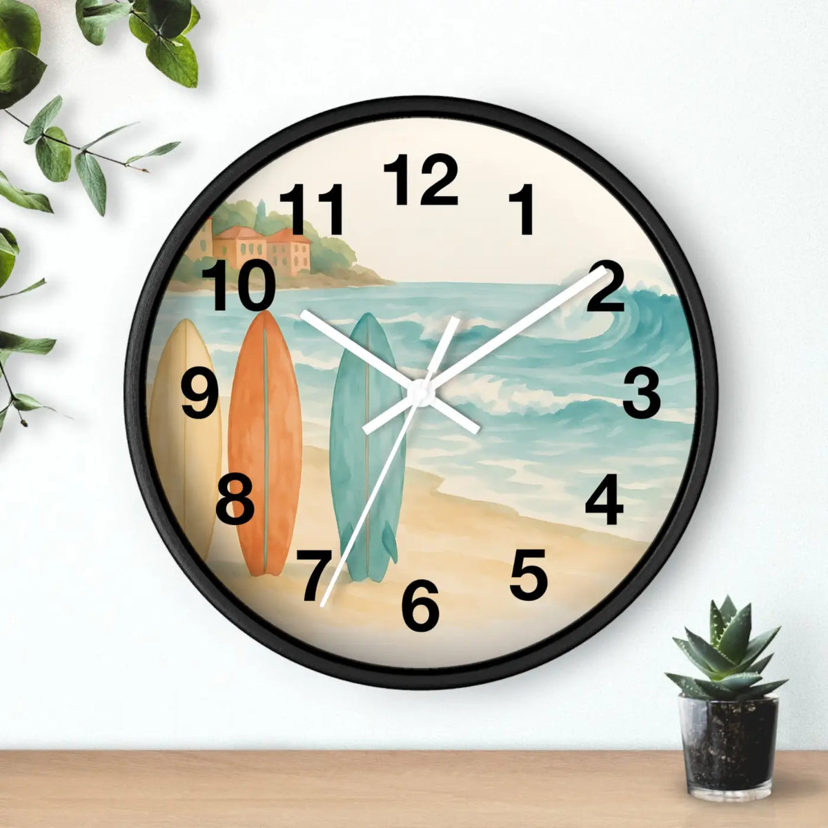 DipaliZ Vintage Surfboards Wall Clock Wood 12 Inch