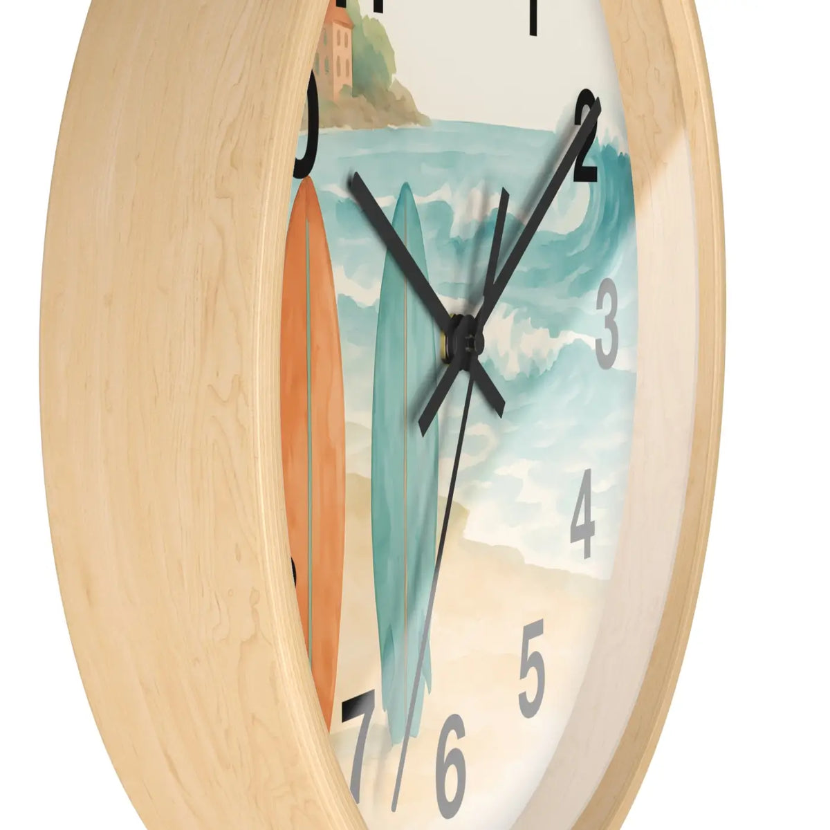DipaliZ Vintage Surfboards Wall Clock Wood 12 Inch