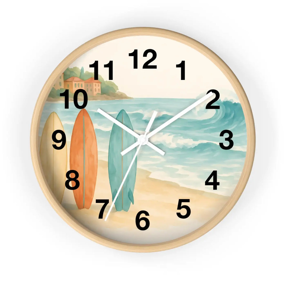 DipaliZ Vintage Surfboards Wall Clock Wood 12 Inch