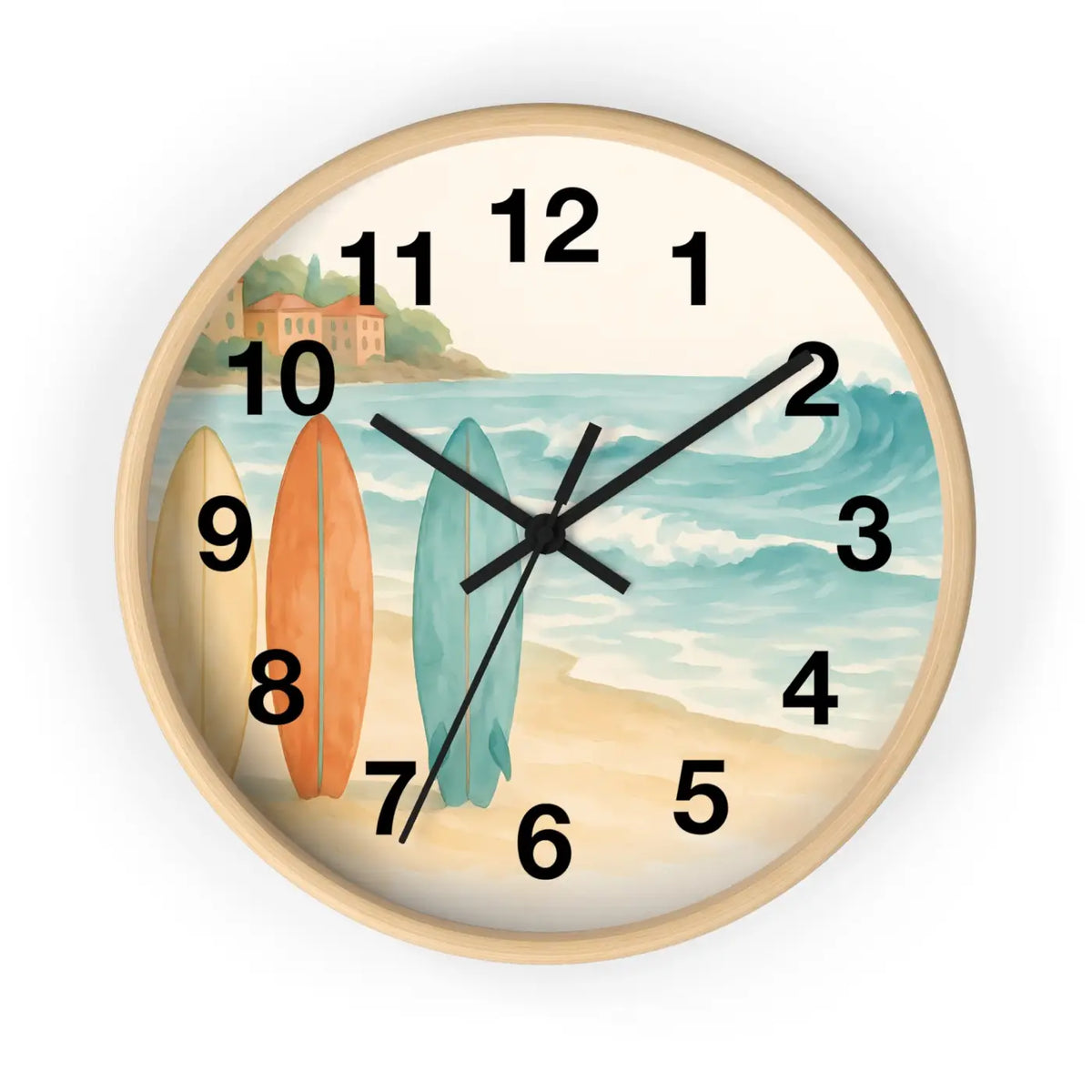 DipaliZ Vintage Surfboards Wall Clock Wood 12 Inch