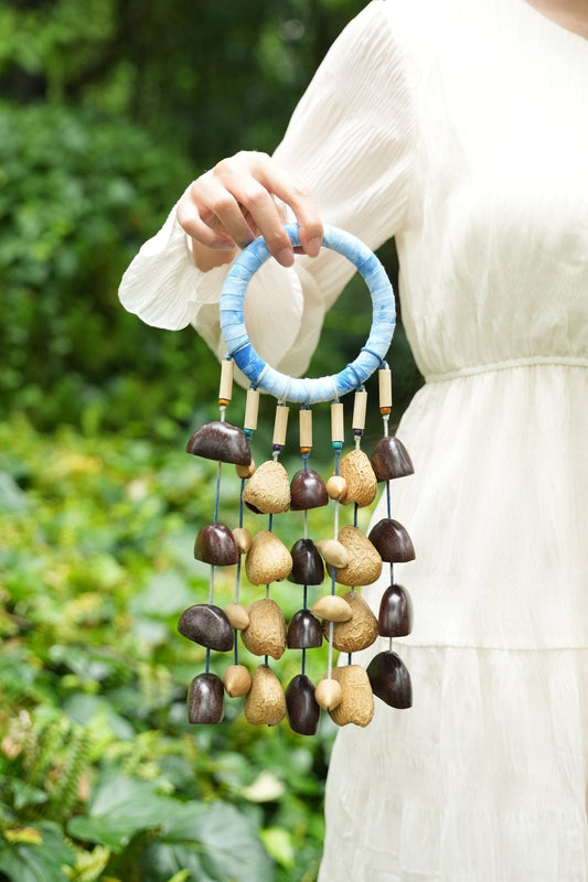 Wind Chime - Shibori Wrapped Ring & Cascading Shell