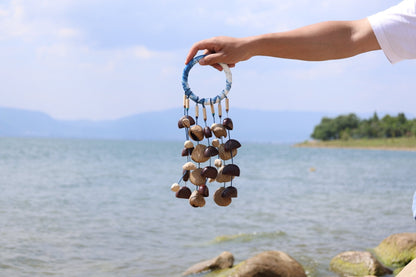 Wind Chime - Shibori Wrapped Ring & Cascading Shell