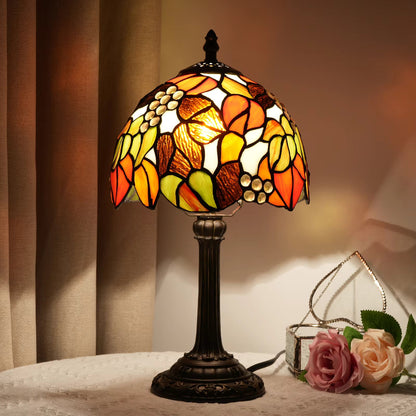 Vintage Tiffany Stained Glass Grapevine Table Lamp | Vintage Art Glass Desk Light
