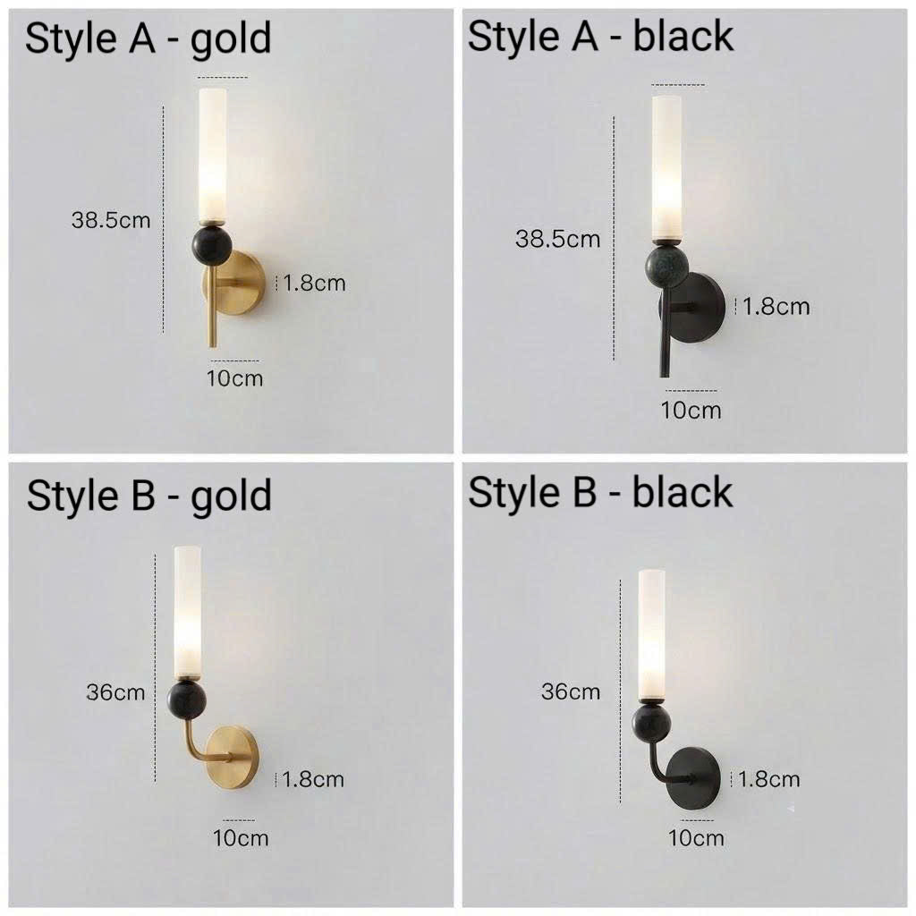 Modern Solid Copper & Acrylic Cylinder Wall Sconce