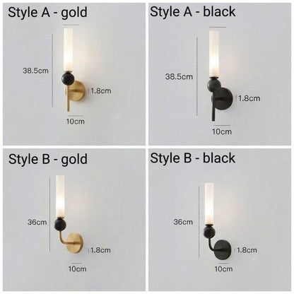 Modern Solid Copper & Acrylic Cylinder Wall Sconce